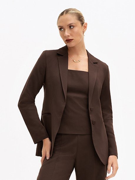 Blazer de Alfaiataria Intermediário Marrom Bethany