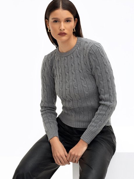 Suéter de Tricot Mescla Escuro Charlote