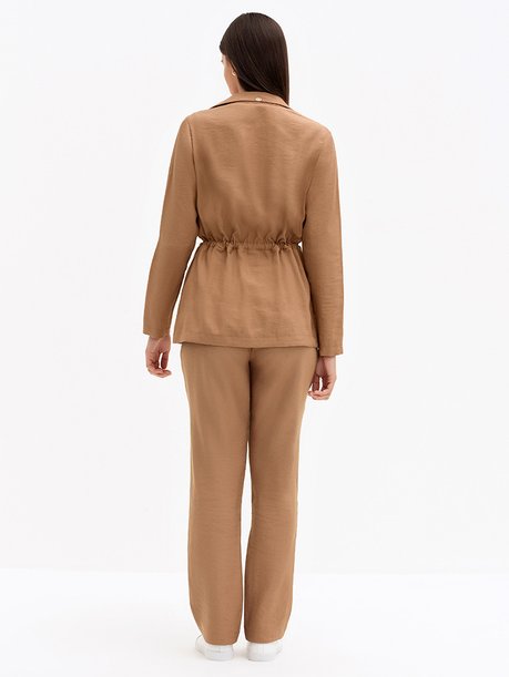 Parka de Alfaiataria em Viscose Mocha Mousse Vanusia