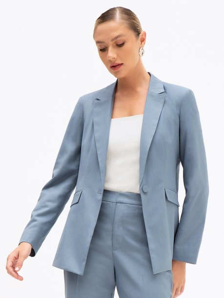 Blazer Intermediário em Alfaiataria Premium Azul Elizete