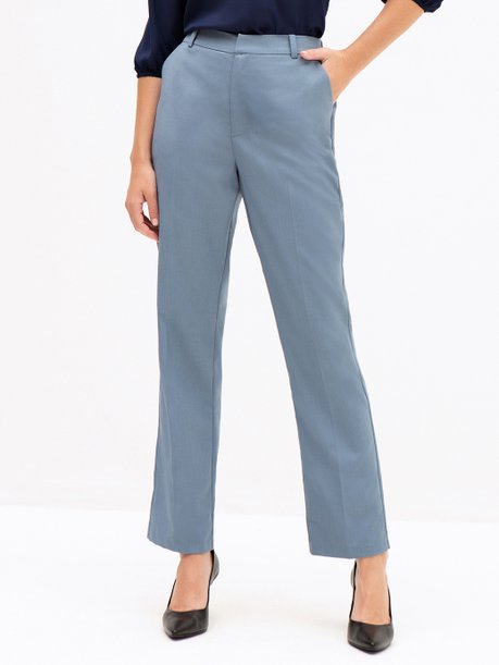 Calça Reta Regular de Alfaiataria Premium Azul Eloise