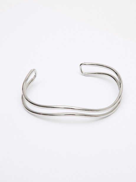 Bracelete Ondas Duplas em Banho de Ródio Branco Hungria