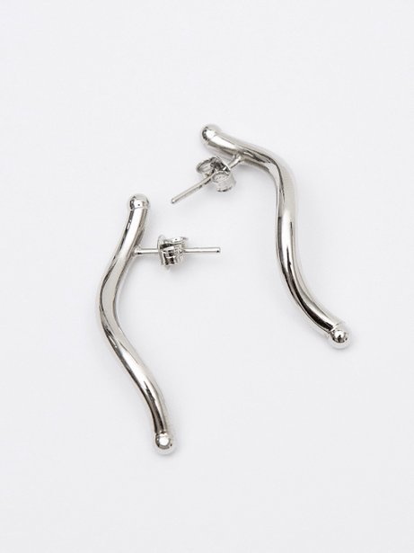 Brinco de Tubo Torcido em Banho de Ródio Branco Islândia