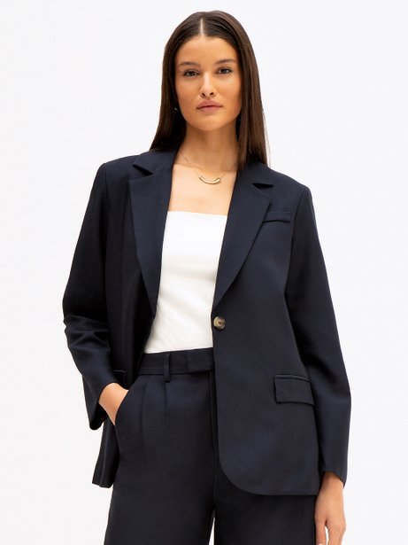 Blazer de Alfaiataria Intermediário Marinho Katia