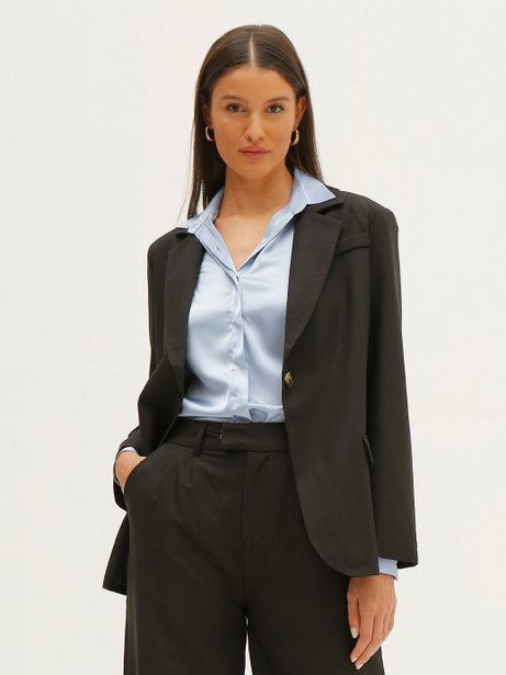 Blazer de Alfaiataria Intermediário Preto Katia