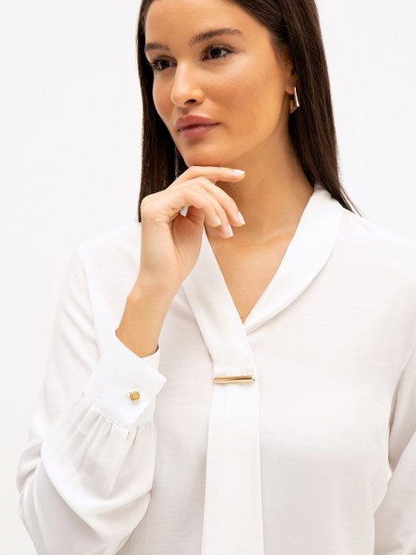 Blusa Manga Longa em Viscose Off White Elenice