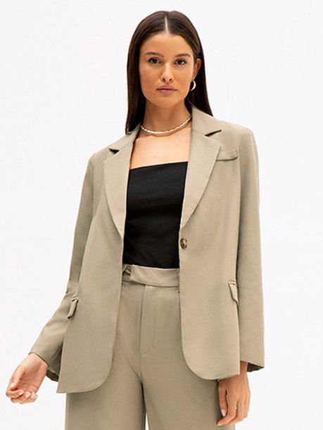 Blazer de Alfaiataria Intermediário Mocha Mousse Katia