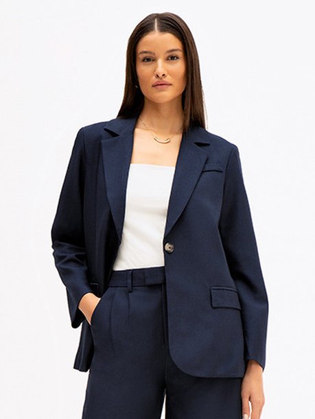 Blazer de Alfaiataria Intermediário Marinho Katia