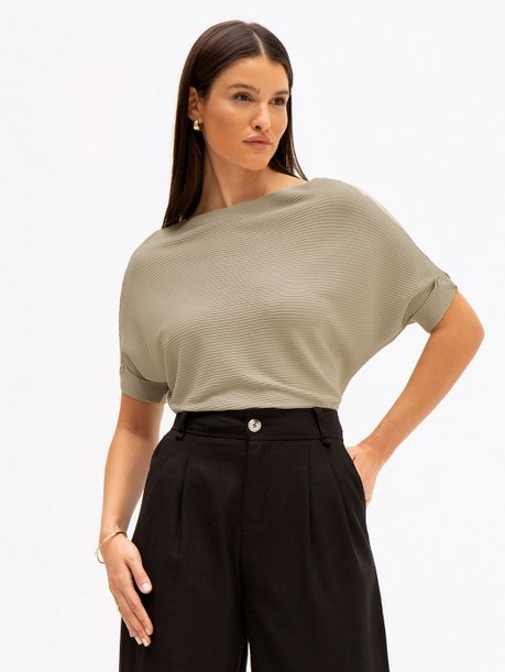 Blusa de Tricot com Botões nas Mangas Mocha Mousse Zelinda