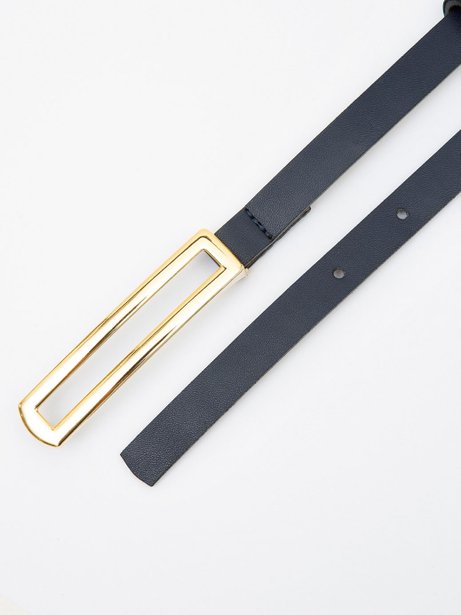 Cinto Estreito com Fivela Vazada Marinho Liane