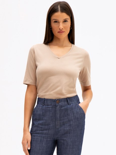 Blusa de Malha Cotton Bege Diandra