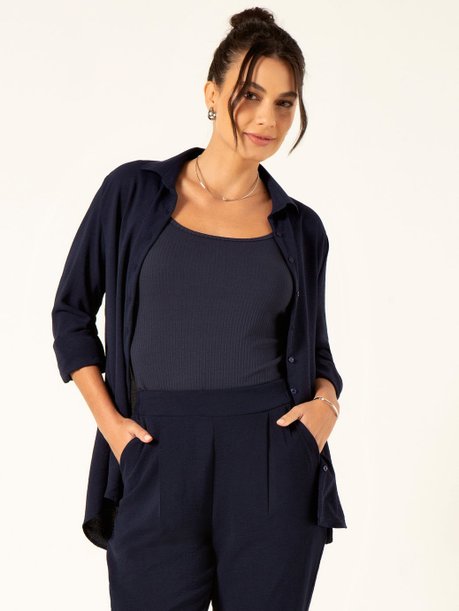 Camisa Oversized Azul Marinho Helô