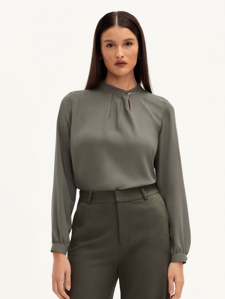 Blusa Manga Longa Verde Acinzentado Beth