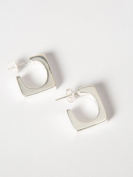 Brinco Meia Argola Quadrada Prata Somalia