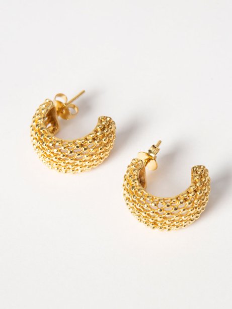 Brinco Meia Argola Trabalhada Dourada Galway