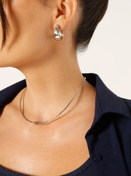 Choker Aro Nó em Banho de Ródio Branco Granada