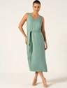Vestido midi de viscose verde sálvia Dagmar 