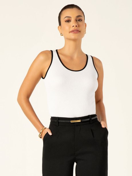 Regata de Malha Canelada Off White Luanita