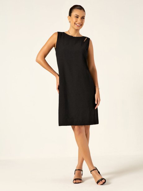 Vestido Tubinho de Alfaiataria Preto Leani