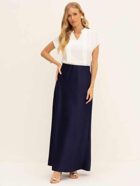 Saia de Alfaiataria Longa Marinho Meire