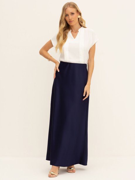 Saia de Alfaiataria Longa Marinho Meire