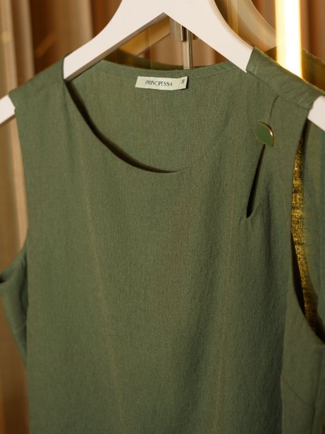 Regata com Botão Orgânico no Ombro Verde Greicy