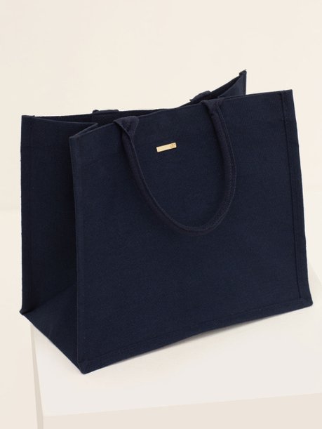 Bolsa Quadrada em Lona Marinho Oxford