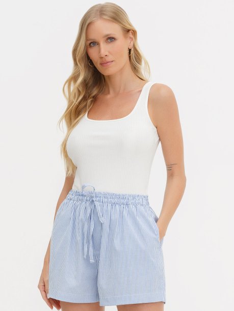 Regata de Malha Canelada Off White Danusa