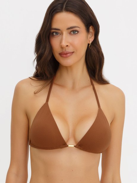 Biquíni Top em Poliamida Marrom Querolin