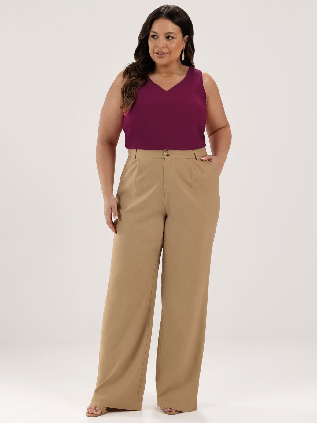 regata feminina decote v plus size framboesa athena1