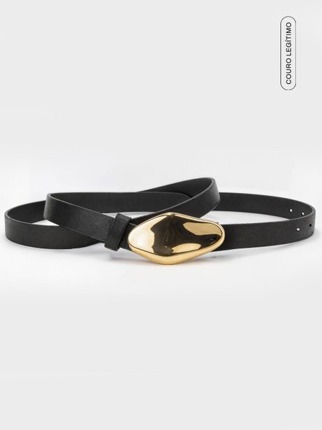 Cinto em Couro Preto Capri