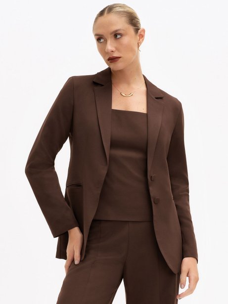 Blazer de Alfaiataria Intermediário Marrom Bethany