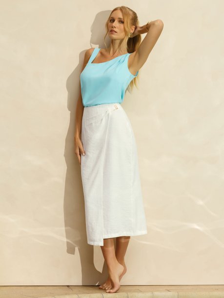 Saia de Alfaiataria Longuete Off White Mara