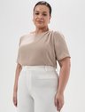 Blusa Manga Curta em Crepe Plus Size Nude Marta