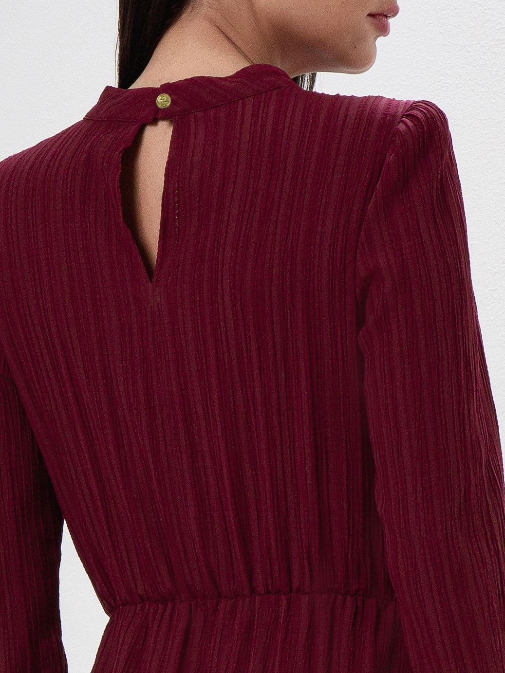 vestido longo com babados bordo tatiane