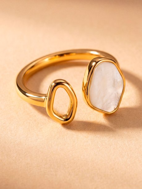 Anel Regulável com Pedra Branca Canadá