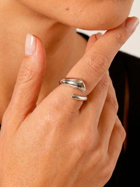 Anel Ajustável Trapézio Ródio Branco México