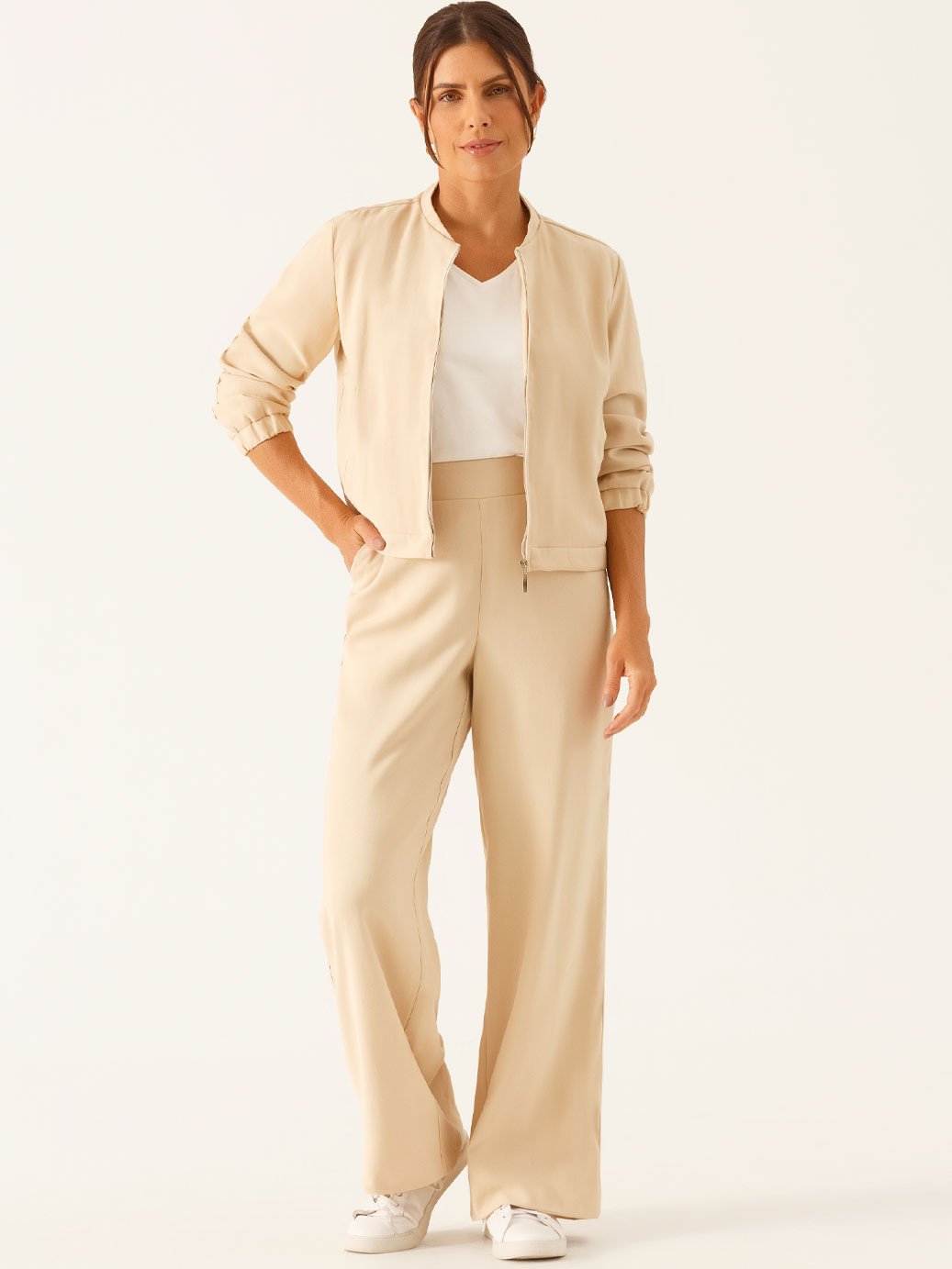 11400280 casaqueto alfaiataria manga longa em viscose aveia virginia 19200536 calca alfaiataria wide leg em viscose aveia vitoriana 1 2