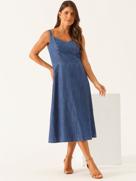 Vestido Jeans Longuete Azul Medio Valerie