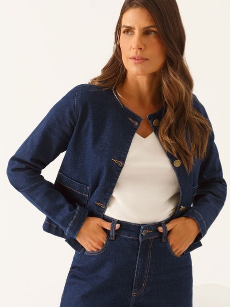 Casaqueto Jeans Azul Escuro Vionara 