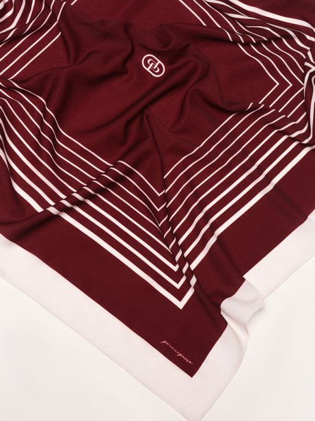 Lenço Barrado Estampado em Crepe Vinho Cassiana