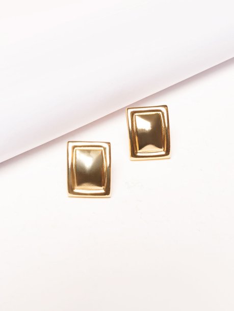 Brinco Retangular Dourado Cannes