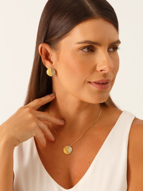 Colar Redondo com Textura Dourado e Prata Grecia