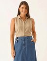 Camisa Sem Mangas em Viscose Aveia Oriel