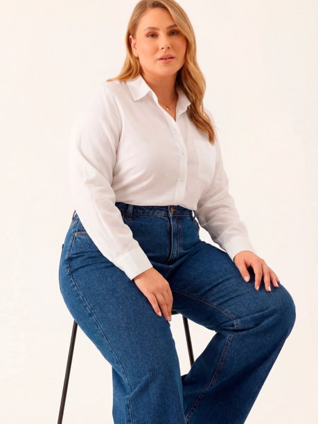 Calça Jeans Pantalona Azul Escuro Leonice