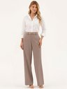 Calça Wide Leg de Alfaiataria em Viscose Mocha Mousse Angelica