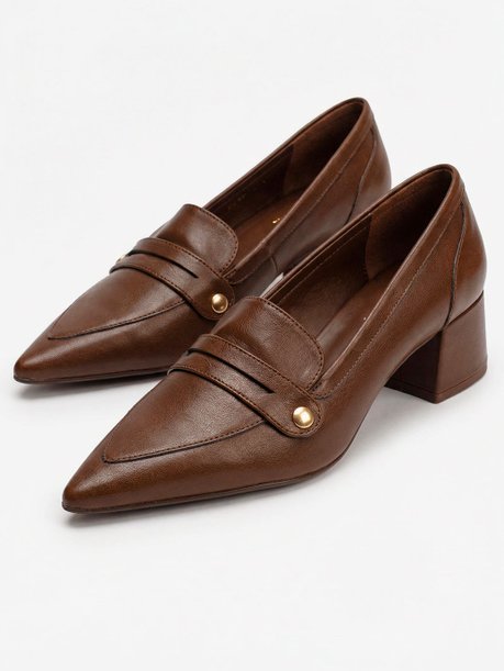 Mocassim Sintético Marrom com Fivela Removível Diane