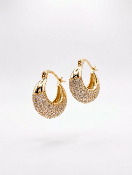 Brinco Argola Cravejada Dourado Xangai