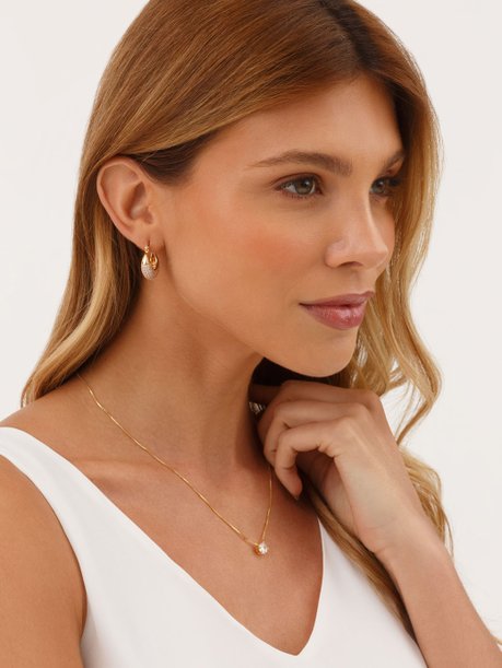 Brinco Argola Cravejada Dourado Xangai