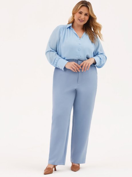 Calça Alfaiataria Regular Azul Claro Analiz